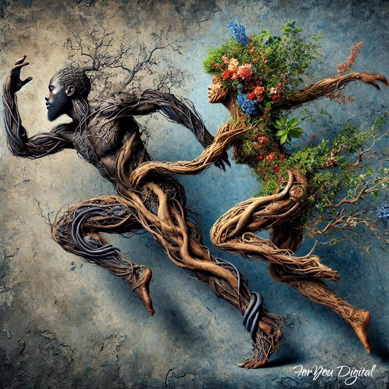 Woman and Man Art Print, Unique Earthy Decor, Instant Download, A ...