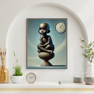 Black African Boy Wall Art – Afrocentric Portrait Print, Kids Room Decor Digital Download