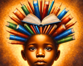 Black Kids Wall Art – Knowledge Power Kids Room Decor Printable