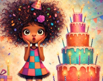 Black Girl Wall Art – Birthday Girl Kids Room Decor Printable