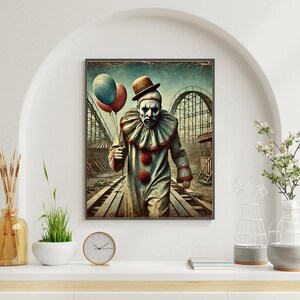 Creepy Clown Print: Dark Carnival Gothic Horror Art (Digital Download)