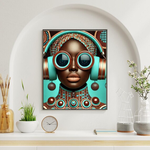 アフロフューチャリスティックな黒人女性のウォールアート