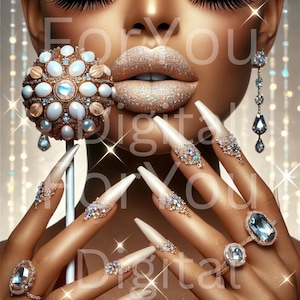 Nail Salon Art – Champagne-Inspired Nail & Lip Print, Glam Beauty Wall Decor, Instant Digital Download
