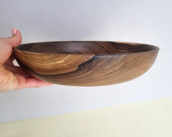 Handmade Walnut Wood Bowl: Rustic Kitchen Serveware (10-Inch)