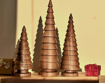 Wooden Tabletop Christmas Tree Decorations for Seasonal Centerpieces, Winter Mantels and Styled Holiday Interiors