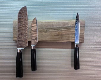 Live Edge Walnut Magnetic Knife Holder: Kitchen Storage