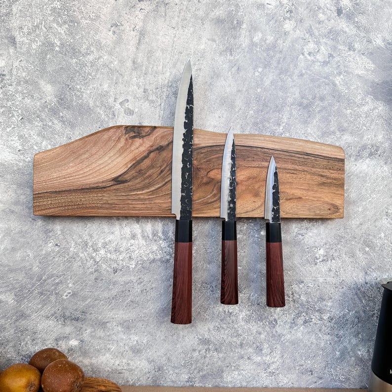 Magnetic Knife Holder – Kitchen Wall Display With Natural Wood ...