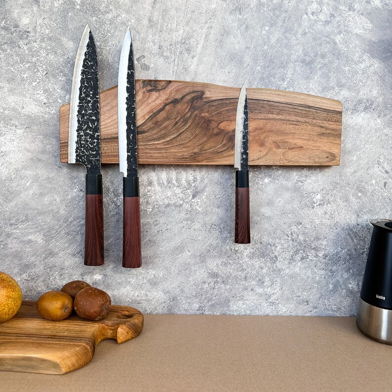 Magnetic Knife Holder – Kitchen Wall Display With Natural Wood ...