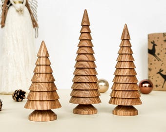 Rustic wooden Christmas trees, festive holiday home decoration set of three pieces