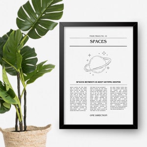 Spaces by One Direction - Lyrics Print