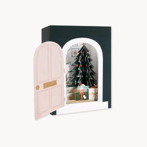 Cartão de felicitações pop-up aconchegante para sala de Natal