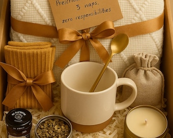 Healing Vibes verzenden Geschenkdoos voor vrouwen, keramische mok, sokken, kaars, beterschap cadeau voor haar, denken aan je cadeau, cadeaumand met deken
