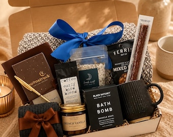 Luxury Gift Box for Him, Mens Gift Basket, Birthday Gift for Him, Care Package for Men, Husband Boyfriend Dad Gift