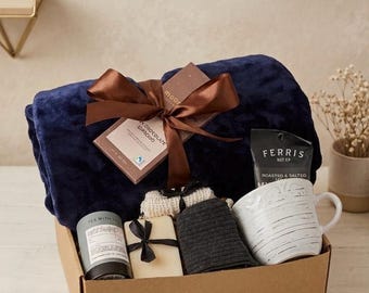 Post Surgery Recovery Gift for Men | Get Well Soon Care Package | Comfort Box with Mug, Socks, Tea & Snacks | After Surgery Gift Basket