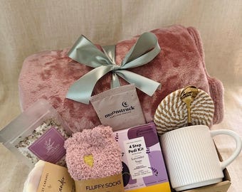 Caja de regalo Hygge con manta, cesta de regalo de agradecimiento, regalo de agradecimiento para un amigo, paquete de cuidado para ella, cesta de regalo para un mentor, regalo para un compañero de trabajo
