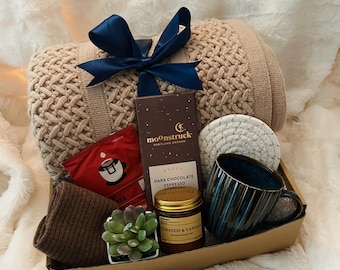 Gift Box Hygge with Blanket for Him, Sending a hug, Thinking of you, Sympathy gift, Encouragement gift, Sympathy gift basket