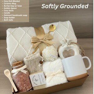 Pregnancy Pamper Box – Self Care Gift for Mom to Be | Relaxation & Comfort Gift Set with Blanket, Candle and Treats Softly Grounded