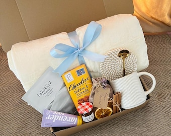 Self Care Gift Box for Her, Hygge Gift Box with Blanket, Cozy Care Package, Hug In A Box, Mom Gift Set, Birthday Gift Basket for Women