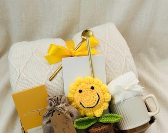 Sending Sunshine Gift Box for Women – Cozy Comfort Gift with Blanket, Mug & Candle – Get Well Soon Gift for Her – Thinking of You Gift