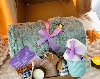 Hygge Gift Box with Blanket, Sending a hug, Thinking of you, Sympathy gift, Bereavement gift, Encouragement gift, Sympathy gift basket