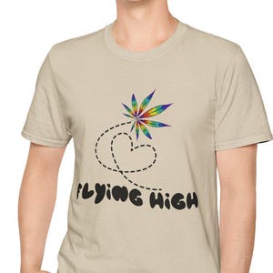 Flying High leaf Cannabis Shirt, 420 stoner tee, Festival Weed Tee, Unisex Marijuana Tee, Stoner Birthday Gift, Ganja Zaza Doobie Shirt