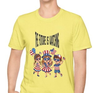 The Future Is Watching Patriotic T-Shirt, Fourth of July, USA Freedom Flag Pride, Red White and Blue Shirt, Protest Streetwear Graphic Shirt