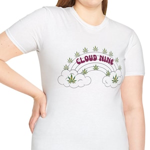 Cloud Nine Marijuana T-Shirt, Rainbow Cannabis Leaf Design, Reefer Graphic Tee, Unisex Marijuana Tee, Stoner Birthday Gift, 420 Weed T-Shirt