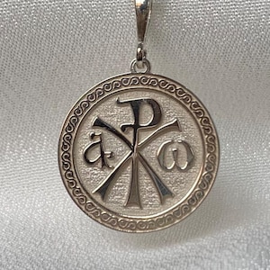 Chi Rho Alpha Omega Halskette, Christianity Symbol Halskette für Frauen und Männer