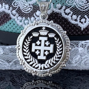 925 Sterling Silver Jerusalem Cross Necklace - Christian Pendant - Religious Pendant for Women and Men