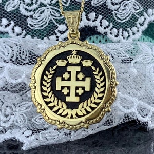 Jerusalem Cross Necklace - 14K Solid Gold or 925K Sterling Silver Christian Pendant - Religious Jewelry Gift for Him or Her