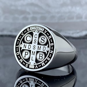 Saint Benedict Ring, Sterling Silver or Solid Gold Saint Benedict Ring, St Benedict protection Ring, Spiritual Shield & Protection Talisman