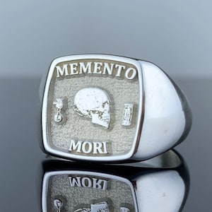 Sterling Silver Memento Mori Ring: Gothic Skull Jewelry, Personalized