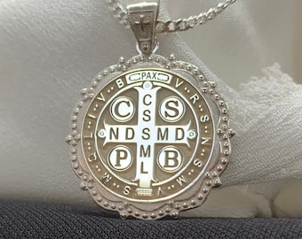 Handmade Sterling Silver Saint Benedict Medal Pendant: Protection Jewelry