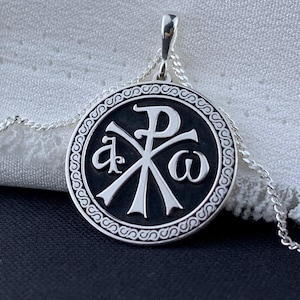 Sterling Silver Chi Rho Necklace: Christian Symbol Jewelry