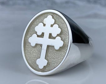 Lorraine Cross Ring: Sterling Silver Patriarchal Jewelry, Religious Gift