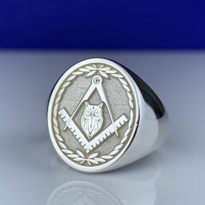 925 Sterling Sİlver Mason Ring - Men&#39;s Silver Mason Ring - Freemasons Ring - Masonic Ring - Mason Gift - Silver Ring - Christmas Gift