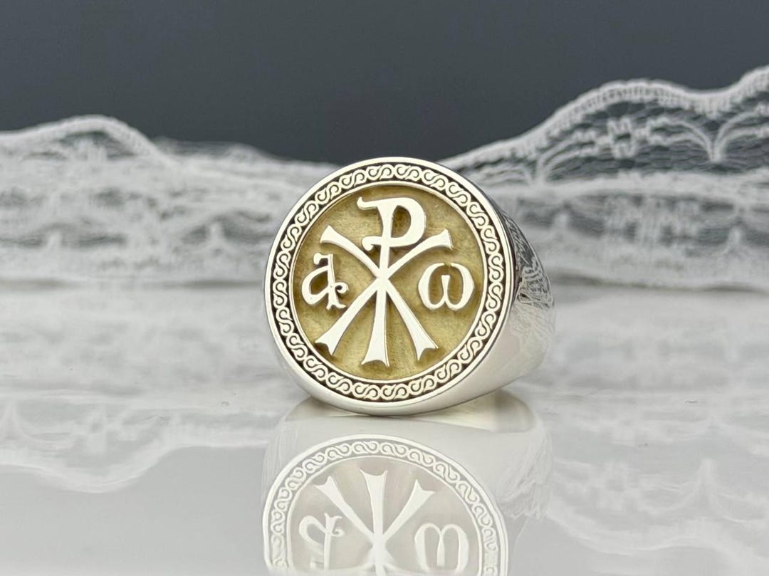 Chi Rho Alpha Omega Ring: Sterling Silver Christian Signet, Handmade - Etsy