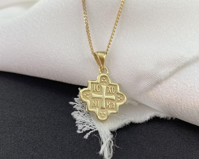 14K Solid Gold Double Sided Virgin Mary Figure, IC XC NIKA Men's and ...