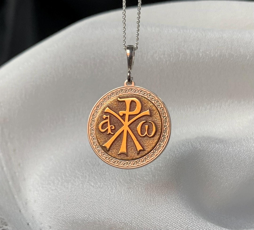 Sterling Silver Chi Rho Alpha Omega Necklace - Christian Symbol - Etsy