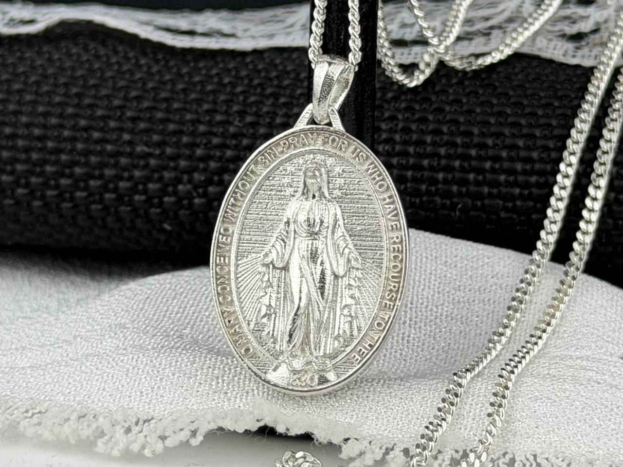 Miraculous Medal Necklace: 925 Sterling Silver Virgin Mary Pendant - Etsy
