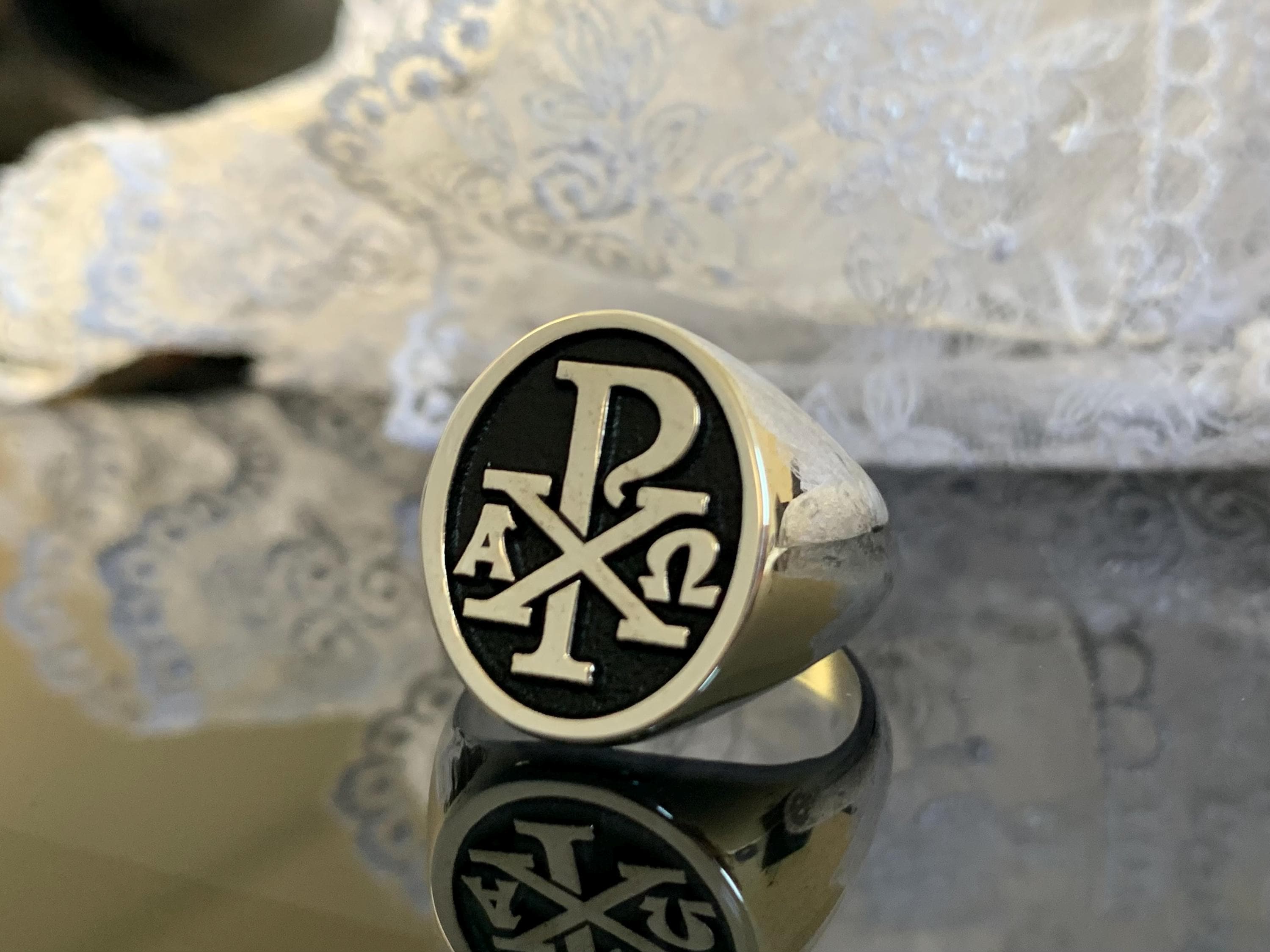 Chi Rho ΧΡ Alpha Cross Chrismon Jesus Sacred Labarum 925K Sterling ...
