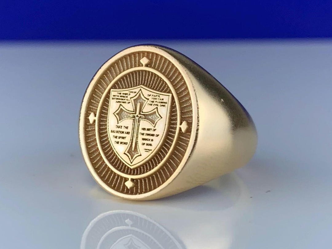 Armor of God Ring, 14K Solid Gold & 925K Sterling Silver Christian ...