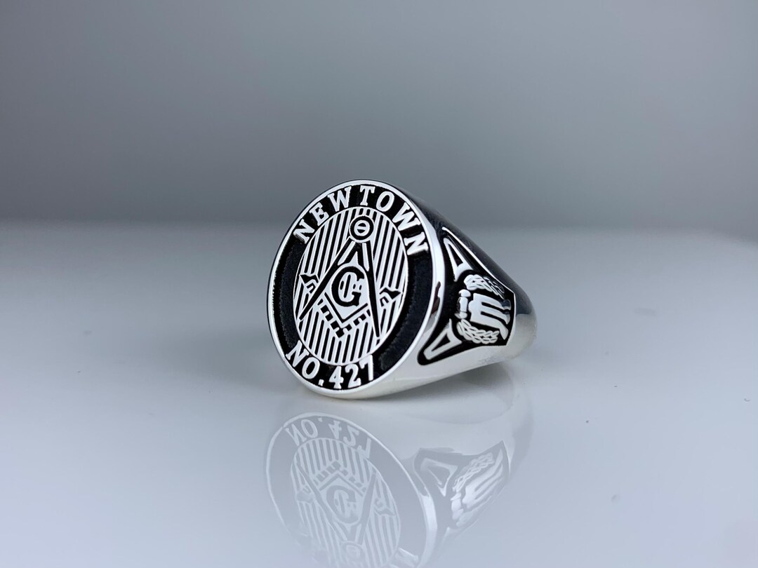 Handmade Masonic Ring: Sterling Silver Freemason Symbol, Personalized ...