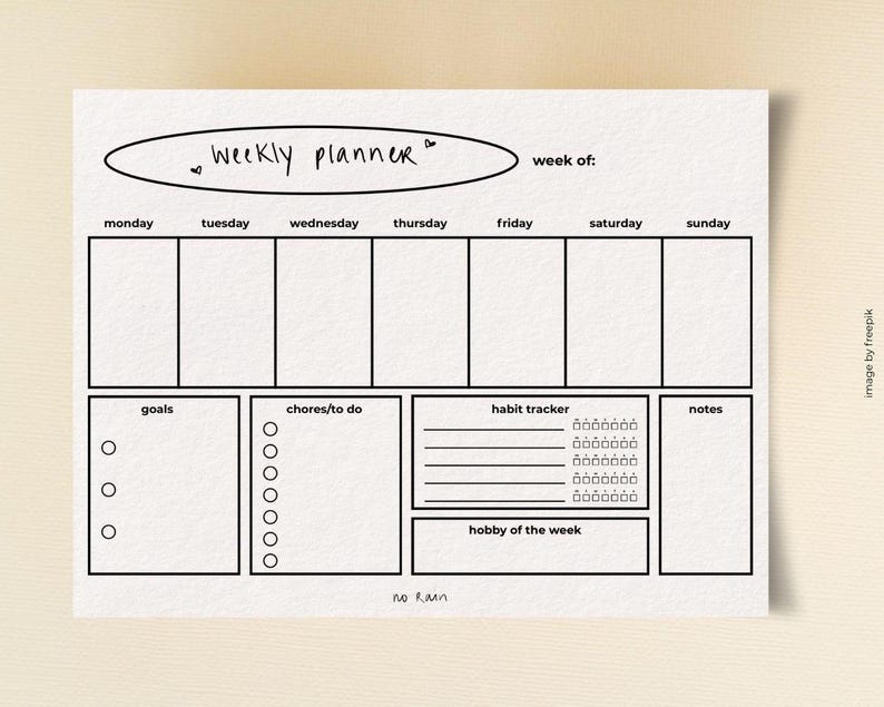 Printable Weekly Planner Template | Digital Download, Minimal Design - Etsy
