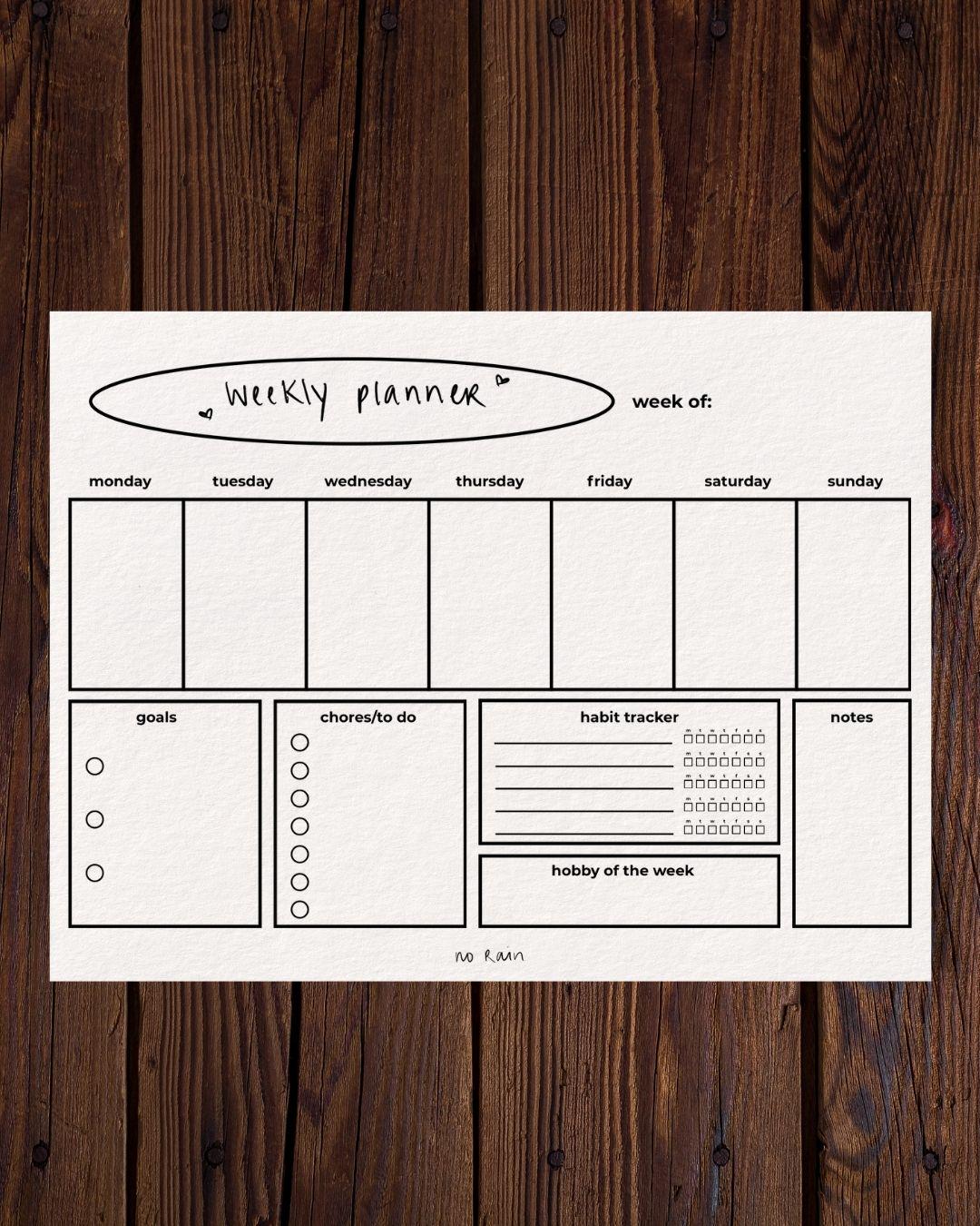 Printable Weekly Planner Template | Digital Download, Minimal Design - Etsy