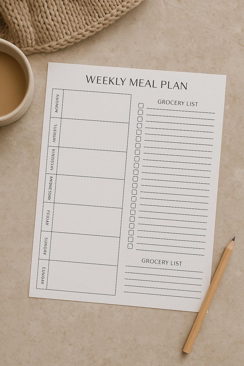 Printable Weekly Meal Planner: Minimalist Kitchen Organizer (digital ...