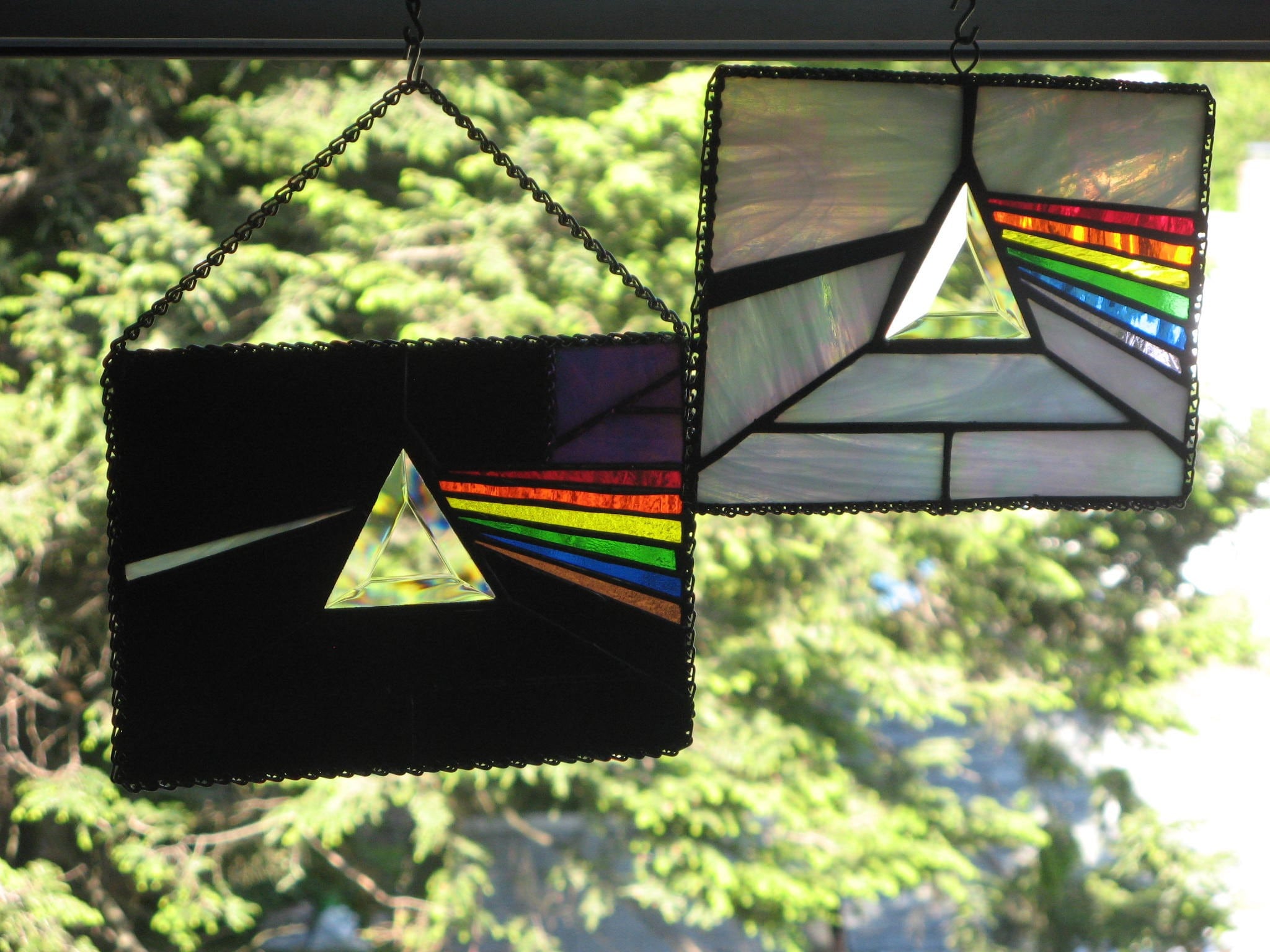 Dark Side Of The Moon Stained Glass Panel Pink Floyd in Black | Etsy