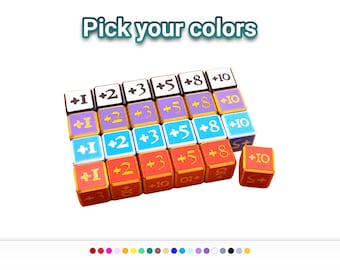 Positive Dice (Set of 6) - One Piece, Lorcana, MTG, Pokemon, and more TCGs. Bright and colorful to catch your eye with easy to ready digits