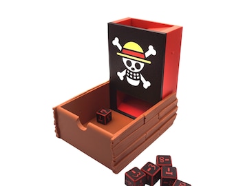 Collapsible One Piece Dice Tower - Strawhats Jolly Roger on the front - Perfect for trading card games or table top sessions