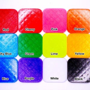 All color options available for the Beyblade X Slip Grips from Momo's Models. The 12 color options include, Red, Cherry, Pink, Yellow, Orange, Lime, Green, Sky Blue, Blue, Purple, Black, and White